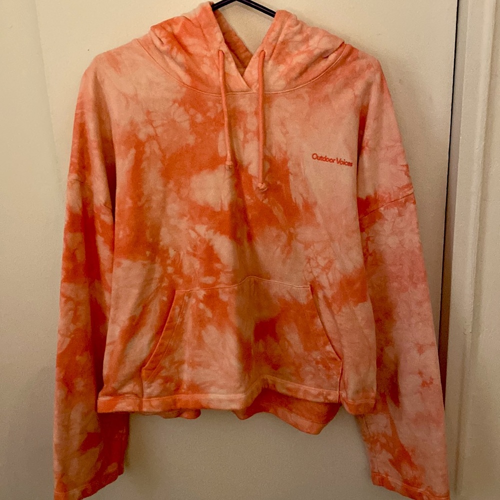 OV orange tie dye cropped hoodie